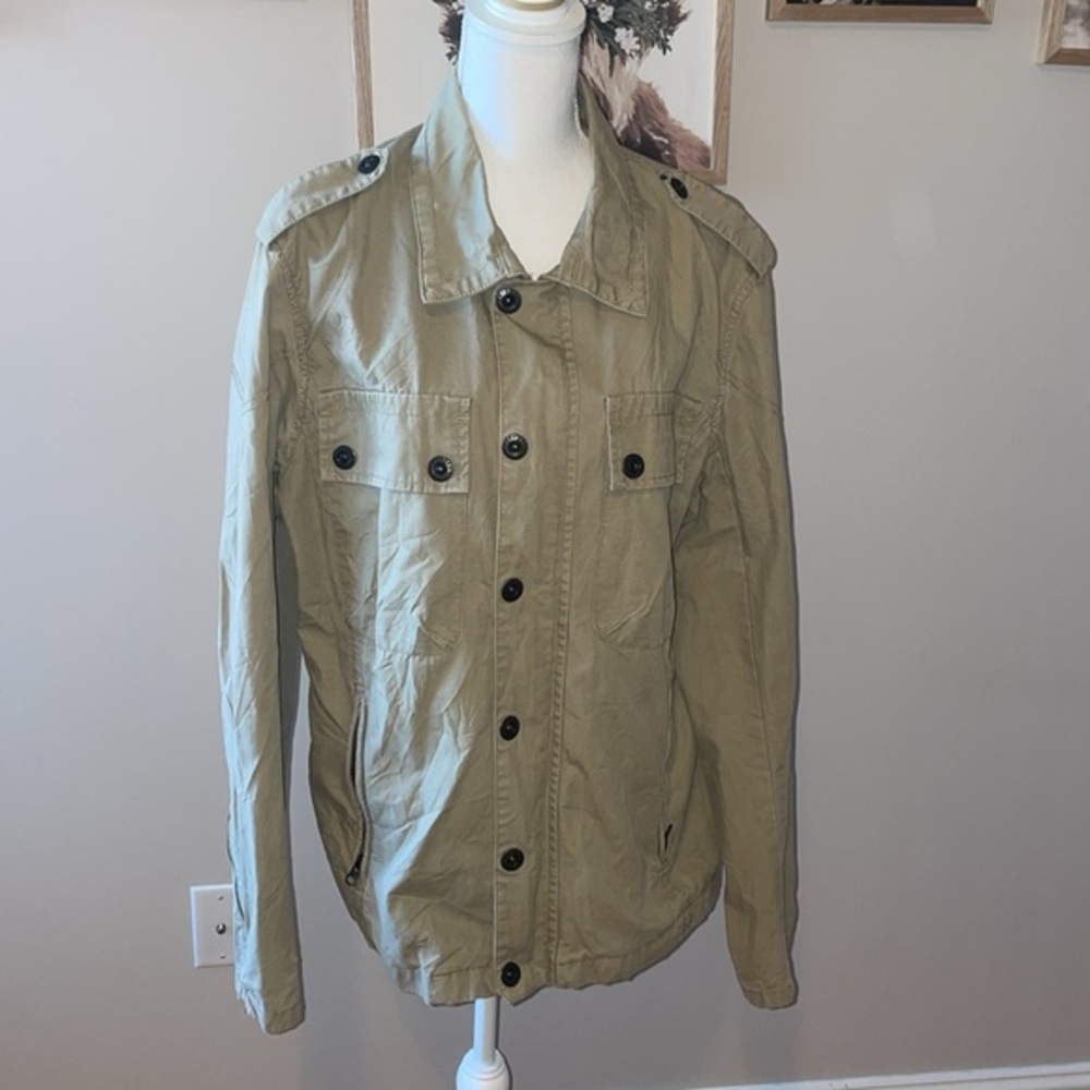 Pepe Jeans Men's Tan Jacket with Black Buttons.